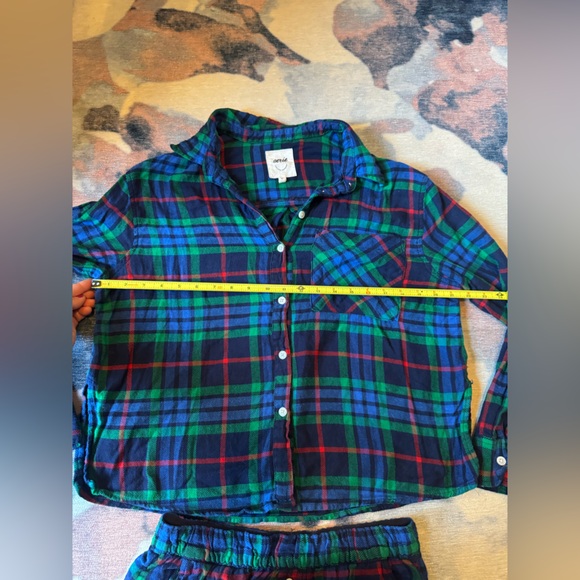 Aerie Flannel Blue and Green Plaid Pajama Set (Matching Dog PJs also for sale) - Picture 9 of 12